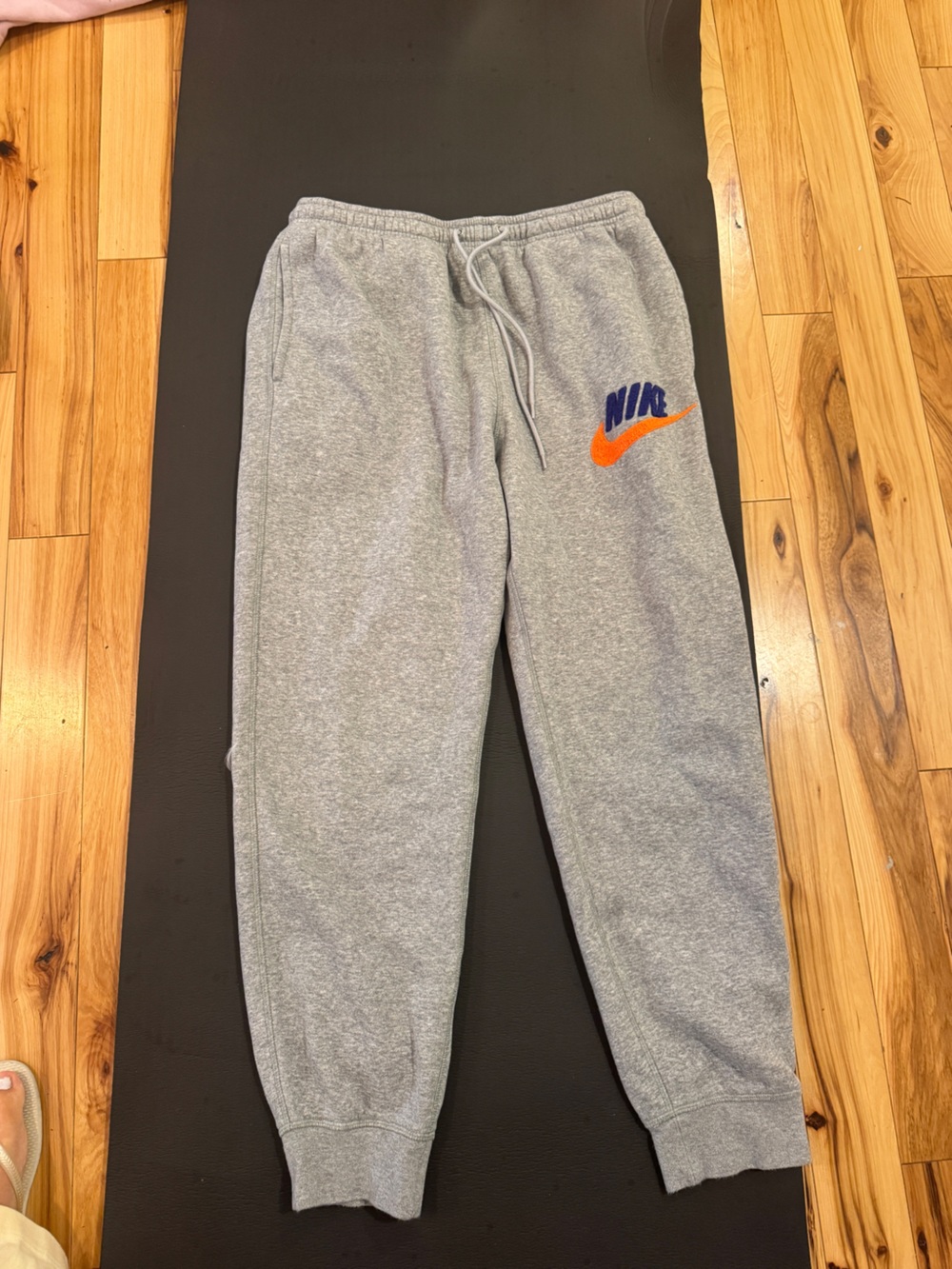 Nike Light Gray Sweatpants with Orange & Navy Swoosh